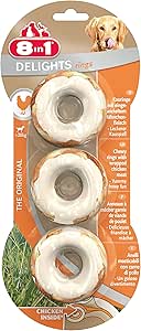 8in1 Anelli di Pollo, con gustosa pelle di manzo e delizioso petto di pollo, 3 pezzi