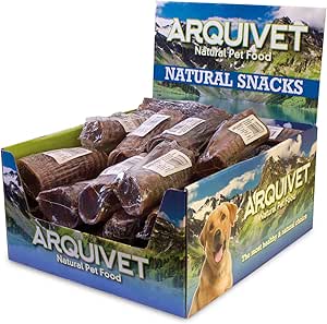 ARQUIVET Trachee disidratate e affumicate per cani - Scatola completa 30 unità termoretraibili - Snack 100% naturale per cani - A basso contenuto di grassi