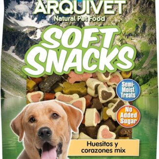 ARQUIVET Soft Snacks - Mix ossicini i e cuoricini - 100 gr - Snack per cani a forma di cuore - Snack per cani - Alimento complementare