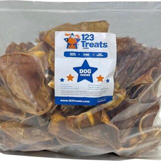 123 Treats - Premietti per cani con orecchie di maiale naturali al 100% (100 pezzi) Masticabili per cani con orecchie di maiale intere