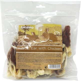 Biazoo - Orecchio di coniglio con pollo 500 g. Snack per cani adatto a tutte le razze e dimensioni.
