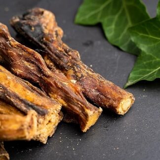 GIOSNAX - Coda di bue, essiccata, per cani, leccornia, snack, ricompensa naturale, articolo da masticare, piacere di masticare a lungo, 100% manzo, mangime naturale, 500g