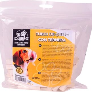 Quibropets Tubi di formaggio con manzo - Chuches per cani, premi naturali senza cereali, snack per animali domestici, premi disidratati, 530 g