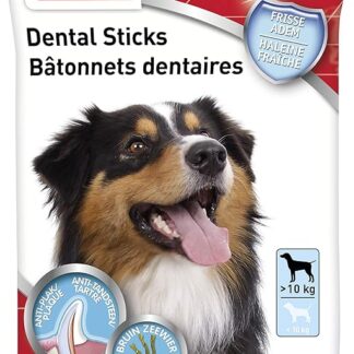 BEAPHAR - Bastoncini dentali per cani grandi (> 10 kg) - Dolcetti a basso contenuto calorico con alghe brune e tè verde - Alito fresco - Elimina placca dentale e tartaro - 7 unità