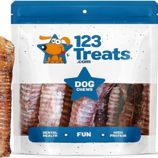 123 Treats Trachea di Manzo Premium per Cani – 30 cm Masticabili di Manzo Naturale al 100%, Ricchi di Glucosamina e Condroitina per la Mobilità delle Articolazioni e dell'Anca (Confezione da 10)