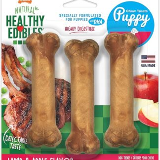Nylabone Natural Healthy Edibles Lamb & Apple Flavor Puppy Chew Treats 3-Count
