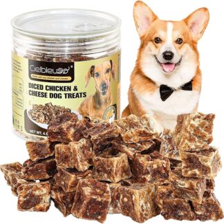 Snack per Cani Pollo al Forno con Formaggio, Snack per l’addestramento del Cane, Senza Cereali e Zuccheri, Masticatore Naturale, Adatto per Cani di Taglia Medio-Grande, 128g