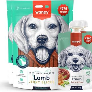 Wanpy Lamb Jerky Slices 600Gr Snack Filetto Tenero di Agnello (6 Confezioni da 100Gr) 100% Natural