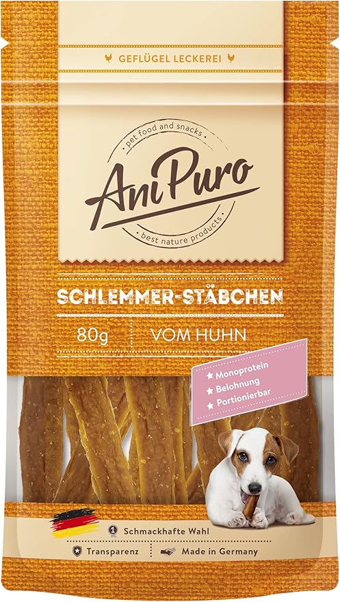 AniPuro - Tacchette da pasticceria, snack ricompensa di pollo di alta qualità e senza cereali, snack da solo una fonte di proteine animali, per cani grandi e piccoli, 80 g