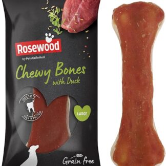 Pets Unlimited Osso masticabile in Palissandro con Anatra, croccantini per Cani Grandi, 1 Pezzo, Confezione da 90 g