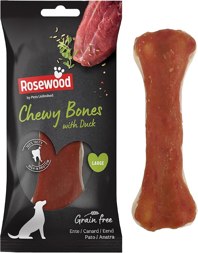 Pets Unlimited Osso masticabile in Palissandro con Anatra, croccantini per Cani Grandi, 1 Pezzo, Confezione da 90 g