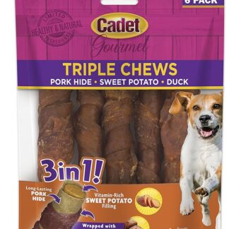 CADET - Duck Triple Chew Dog Treats - 4 x 6 Chew Packs