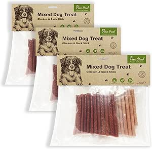 Paw Paw Bastoncini di pollo e anatra Snack da 500g per cani (3, 500)