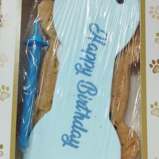Torta Osso per Cani con Candela, Dolce Artigianale, 90g, Blu