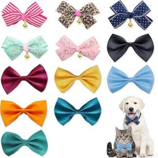 12 Pezzi Papillon per Cani Gatto, Collari per Gatti con Papillon e Campana, Bowknot per Cani Collare Gatto con Fiocco Regolabile Animali Accessori per Da Compagnia