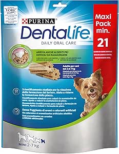 Purina Dentalife Multipack Cane Snack per l'Igiene Orale Taglia Mini, 5 buste da 21 stick ciascuna (Confezione da 5 x 207 g)