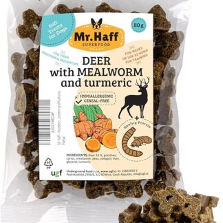 Mr Haff - Spuntini per cani con carne selvatica, vermi e curcuma