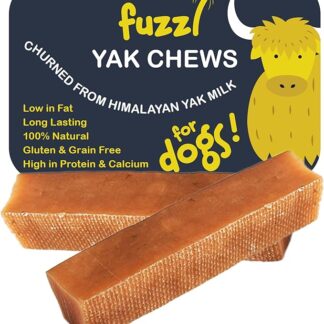 Fuzzl Premium Yak Chews per Cani 260g Snack Naturali con Latte di Yak dell'Himalaya Bastoncini Dentali Senza Pelle Confezione da 2 Pezzi