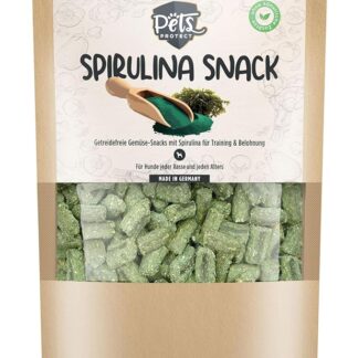 SPIRULINA - Snack vegano per cani di erba medica/erba medica, spinaci, spirulina e alghe, senza cereali, senza additivi artificiali, per cani di tutte le età, 150 g, produzione tedesca