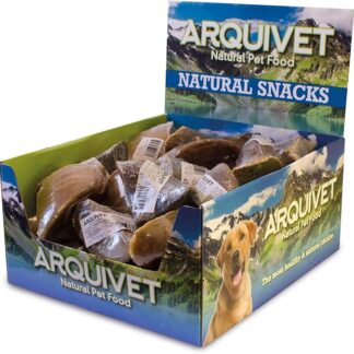 ARQUIVET Espositore 20 pezzi zoccoli di manzo ripieni di pollo - Snack naturali per cani - Scatola, sacchetto di caramelle, premi, caramelle e ricompense canine