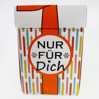 Qchefs, scatola di compleanno per cani | regalo di compleanno | regalo di compleanno per cani | naturale regala denti sani | snack per l’igiene dentale | ossa da masticare | alitosi & tartaro via