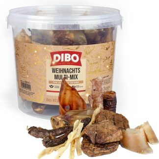 DIBO Mix natalizio in secchio da 750 g – richiudibile, 100% spuntino naturale essiccato delicatamente, per cani per il periodo prenatale