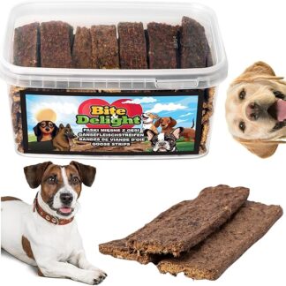 Bite & Delight 4000g Strisce di Carne d'Oca per Cani – Snack Naturale Senza Additivi Artificiali | Ricco di Proteine | Premio Salutare per Cani | Favorisce l'Igiene Dentale