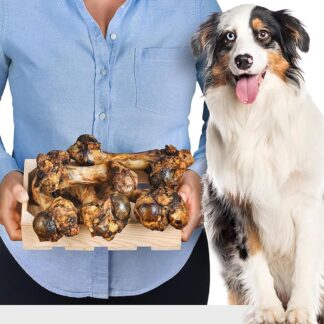 Ossa di maiale per cani, 5 pezzi (1,4 kg), spuntino naturale con residui di carne, ideale per la cura dentale e l'occupazione, senza additivo