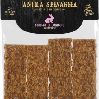 Record - Snack Premium per Cani Anima Selvaggia Gusto Coniglio, Made in Italy. Strisce di Carne per cani essiccate al forno. Snack 100% naturali|75g
