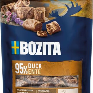 BOZITA Meaty Bites - Snack per cani con 95% di anatra, 70 g, porzionabile con una sola mano, senza cereali, senza pollo e senza glicerina, deliziosi che il tuo cane adorerà