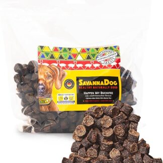 SavannaDog Happen con estratto di faggio, 800 g, per cani, senza cereali e ipoallergenici, per cani con carne di struzzo, per cani con fibre preziose