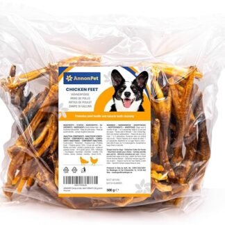 AnnonPet® Zampe di Gallina Pollo Essiccate. Snack per Cani ideali come Premietto e per l’Addestramento. Masticativi per cani Carne secca MAXI FORMATO 500 grammi