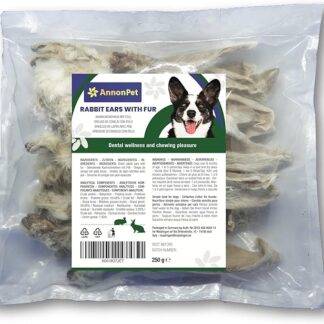 Annonpet Orecchie Di Coniglio Con Pelo A Basso Contenuto Di Grassi, Spuntino Da Masticare Per Cani - 250 Grammi