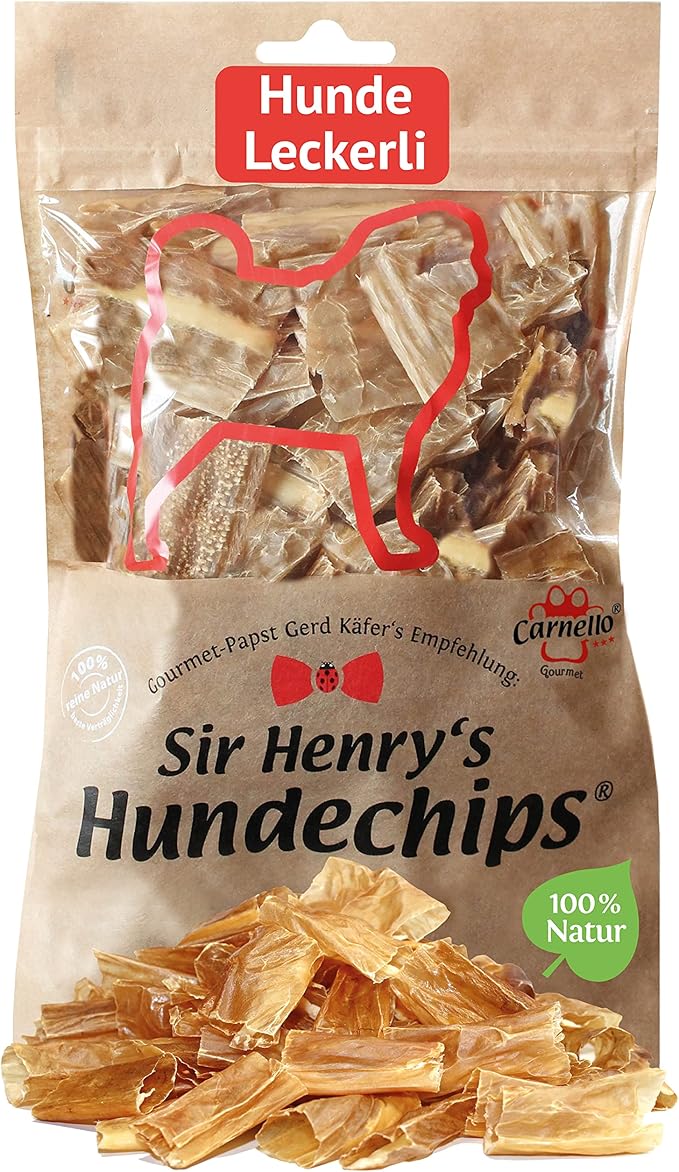Carnello Spuntino per cani – Sir Henry's chips per cani – Delicati per cani – Delicati per cani – Senza cereali – Sacchetti richiudibili (1 x 55 g)