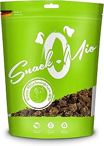 SnackOMio, Snack di qualità Superiore per Cani, croccanti cubetti di selvaggina, Senza Cereali, 1 Confezione da 125 g