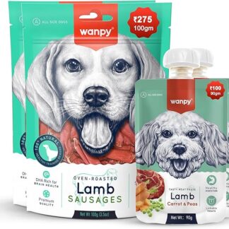 Wanpy Lamb Sausages 600Gr Snack Salsiccia di Agnello (6 Confezioni da 100Gr) 100% Natural