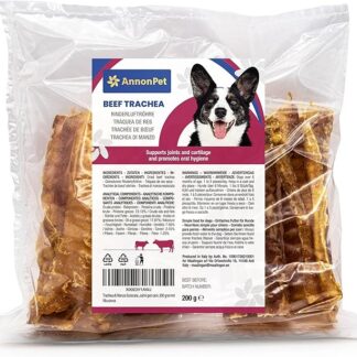 AnnonPet® Trachea di Manzo Essiccata Snack per Cani - 100% Naturale, Ricca di Proteine, Glucosamina e Condroitina - Snack da Masticare per Tutte le Taglie - Masticativi per cani. 200 grammi