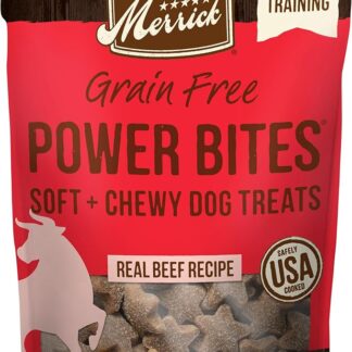 Merrick Power Bites Natural Soft And Chewy Real Carne, Snack senza cereali con vera ricetta di manzo - 6 oz. sacchetto