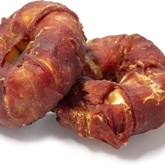 Bontoy 2 ciambelle rivestite con carne d'anatra, taglia L, circa 200 g, fondo masticabile per il cane I dolcetti I ricompensa