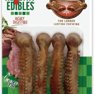 Nylabone Healthy Edibles Meaty Center Natural Dog Treats - Limited-Ingredient Dog Treats for Small Dogs - Beef Flavor, Small (4 Count)