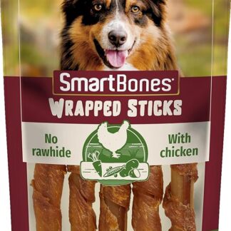Smartbones 5 bastoncini di pollo avvolti in pelle di mucca, dolcetti da masticare per cani