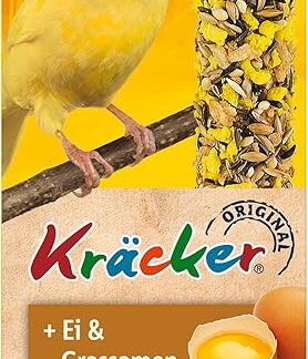 Vitakraft - Kräcker - Dolcetto per canarini - Alimentazione per Uccelli Domestici - Assortimento di 3 deliziosi Kräckers con Uova e Semi di Erba - Confezione da 80 g - 3 Bacchette