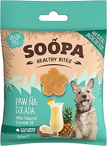 Soopa Healthy Bites, Snack per Cani Paw-na Colada con Olio di Cocco, 50g