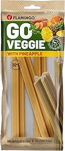 Bastoncini per cani – Snack Veggie Bastone con Ananas Giallo – 18cm – 150g – senza glutine – naturale e salutare