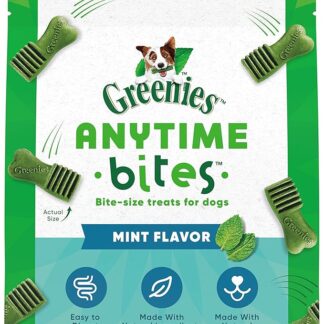 Greenies Dog Anytime Bites Bite-Size Treats For Dogs Mint Flavor 65-Chewy Treats