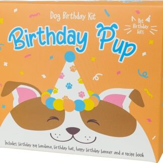 Gift Republic Kit di compleanno per cani, striscione di compleanno per cuccioli, bandana, cappello + ricettario per cani