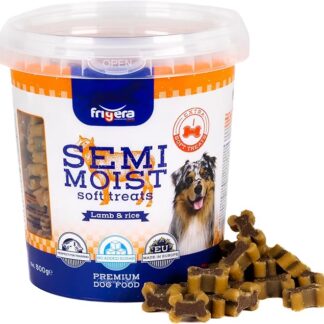 Frigera Semi-Moist Soft Treats Agnello e Riso 500 g – Deliziosa ricompensa per l'allenamento e nel frattempo, senza zucchero aggiunto, prodotto in Belgio