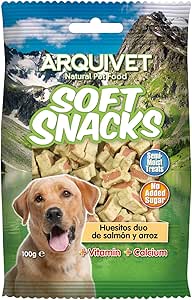 ARQUIVET Soft Snacks ossi duo salmone e riso - 100 g- Snack per cani a forma di osso piccoli - Snack per cani - Alimento complementare