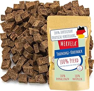 MERVELA Snack da addestramento MERVELA® per cani con tacchino, cavallo, polmone di manzo o manzo, 300, 600 o 1.000 grammi, premio ideale; Spuntino formativo (cavallo, 600 grammi)