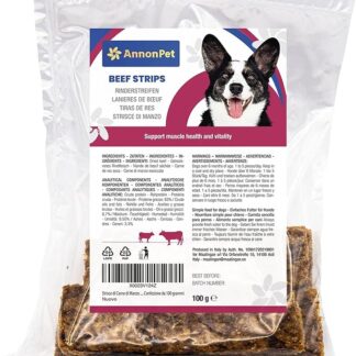 AnnonPet® Strisce di Carne di Manzo Snack per Cani Biscotti per Cani da Masticare Carne Essiccata Ricca di Proteine Masticativi Naturali Premietti Barf 100 grammi